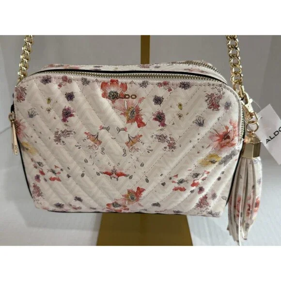 Aldo Crossbody Floral Vibrant Pattern Quilted Bag, Gold-Tone Hardware New W/Tag - Picture 4 of 16